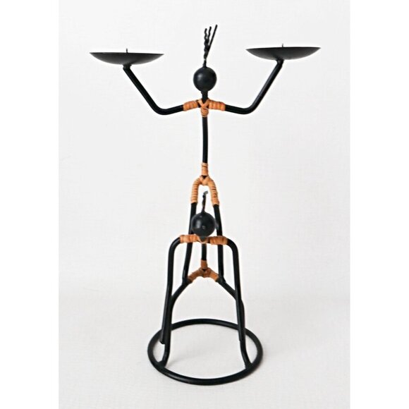 Vintage Danish Candle Holder Laurids Lønborg  Mom and Daughter Black Iron - Picture 2 of 7